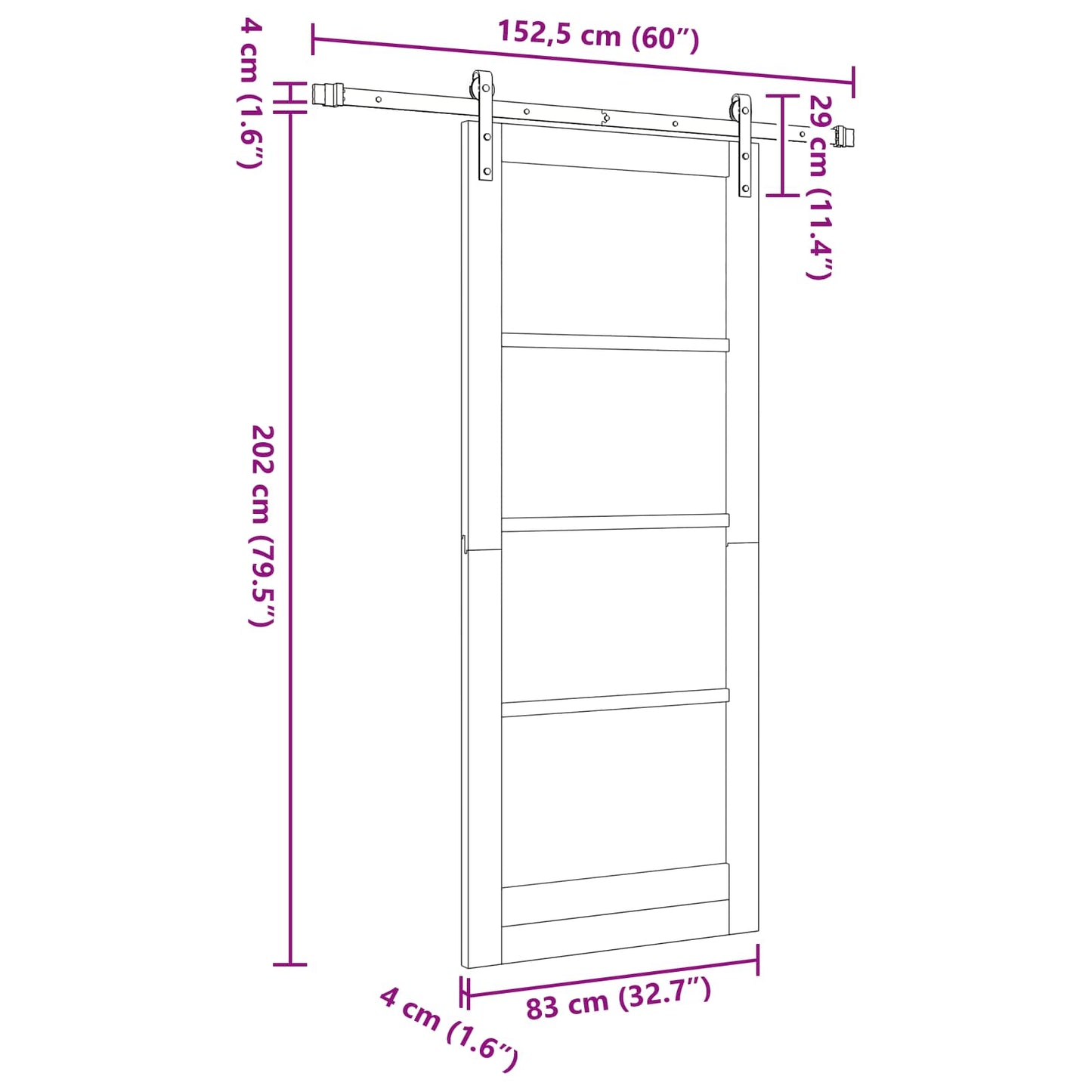 vidaXL Sliding Door White 83 x 202 cm Solid Pine Wood