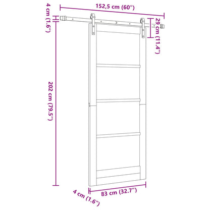 vidaXL Sliding Door White 83 x 202 cm Solid Pine Wood