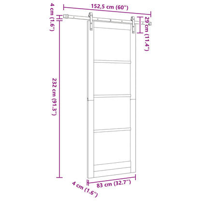 vidaXL Sliding Door Natural 83 x 232 cm Solid Pine Wood