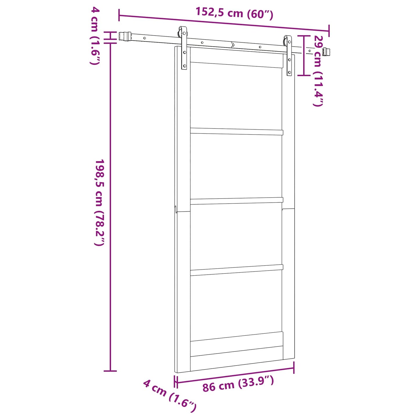 vidaXL Sliding Door Natural 86 x 198.5 cm Solid Pine Wood