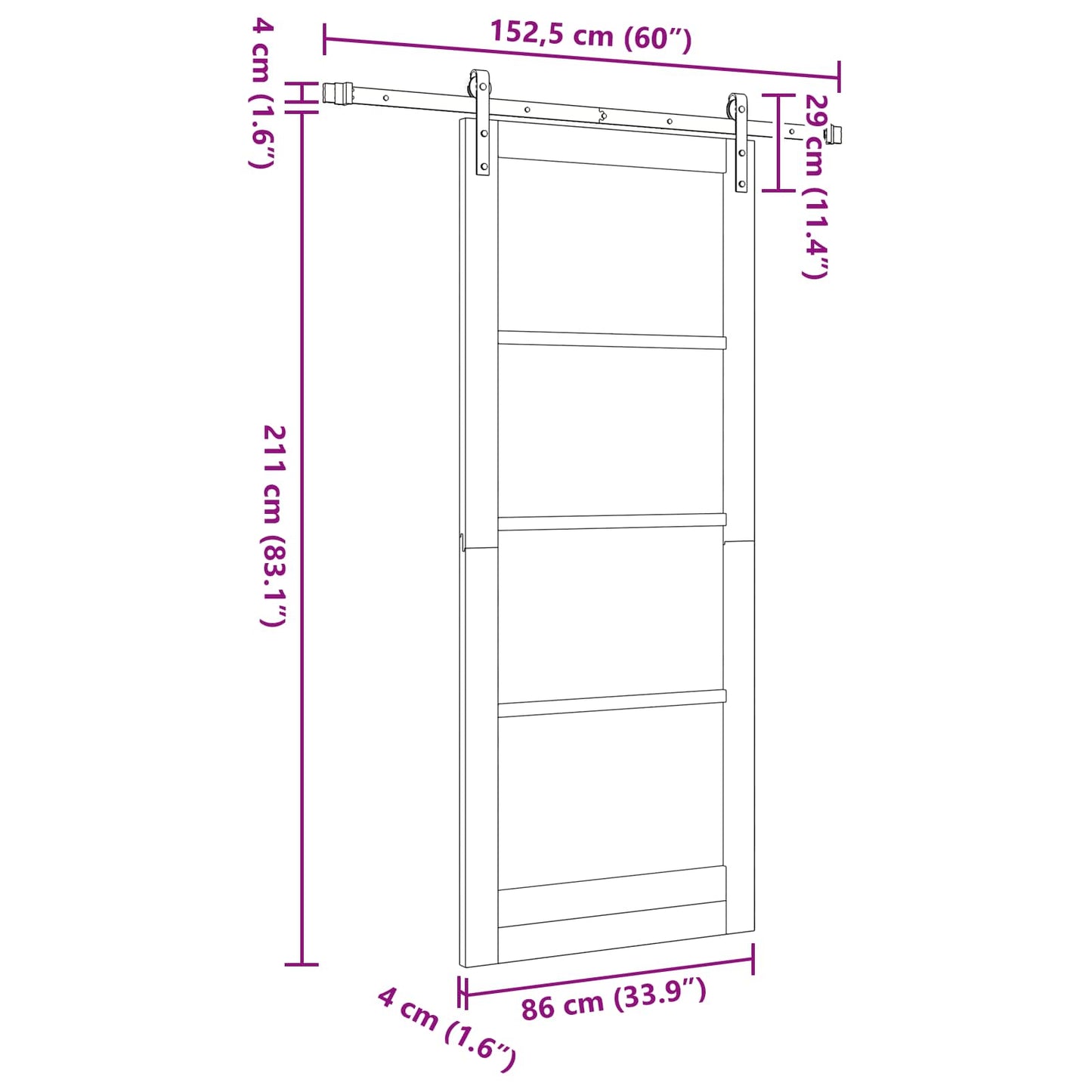 vidaXL Sliding Door Natural 86 x 211 cm Solid Pine Wood