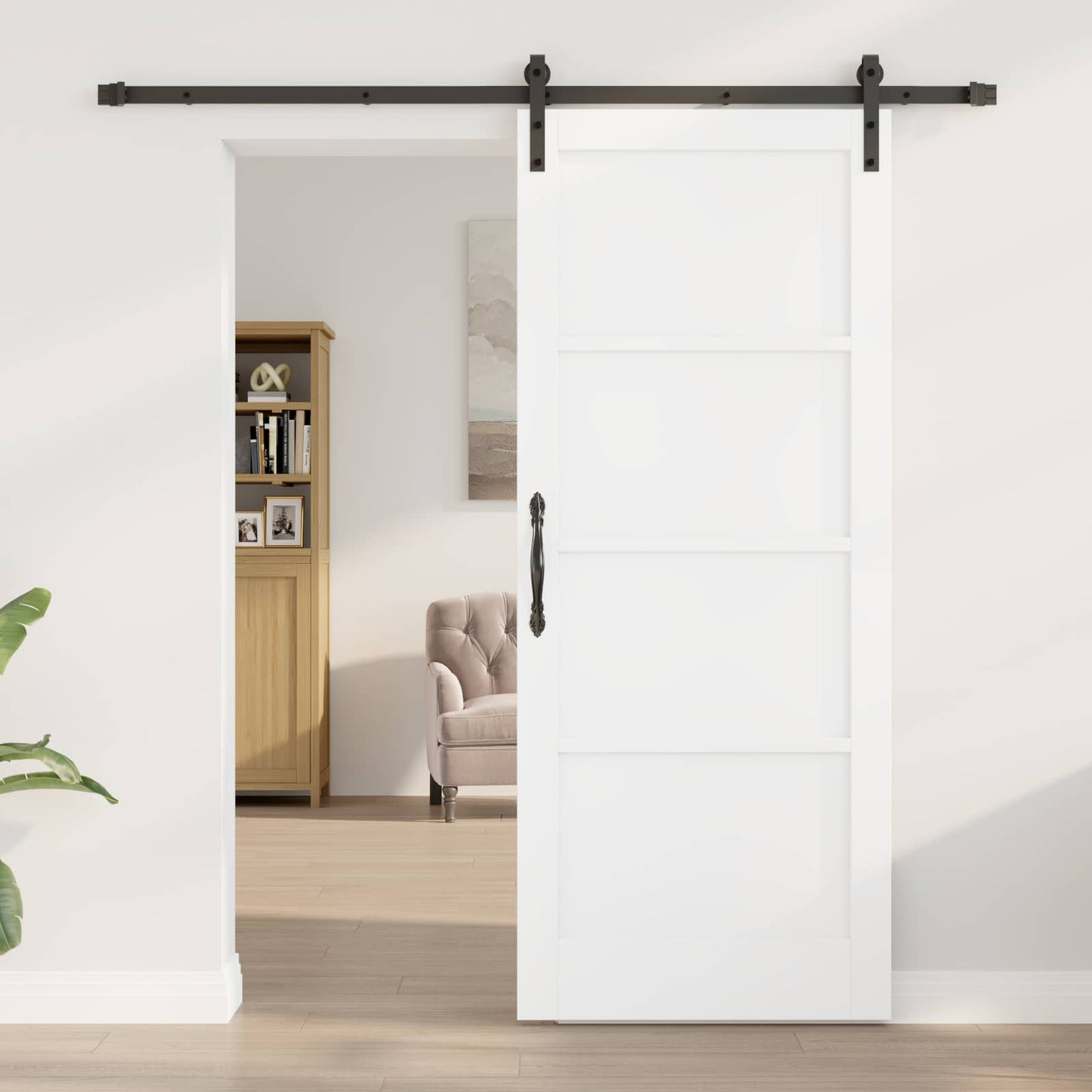 vidaXL Sliding Door White 83 x 202 cm Solid Pine Wood