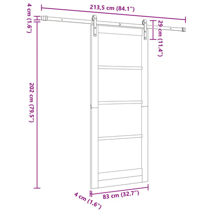 vidaXL Sliding Door White 83 x 202 cm Solid Pine Wood