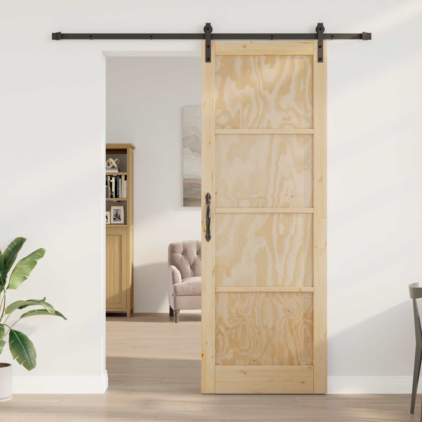 vidaXL Sliding Door Natural 83 x 232 cm Solid Pine Wood