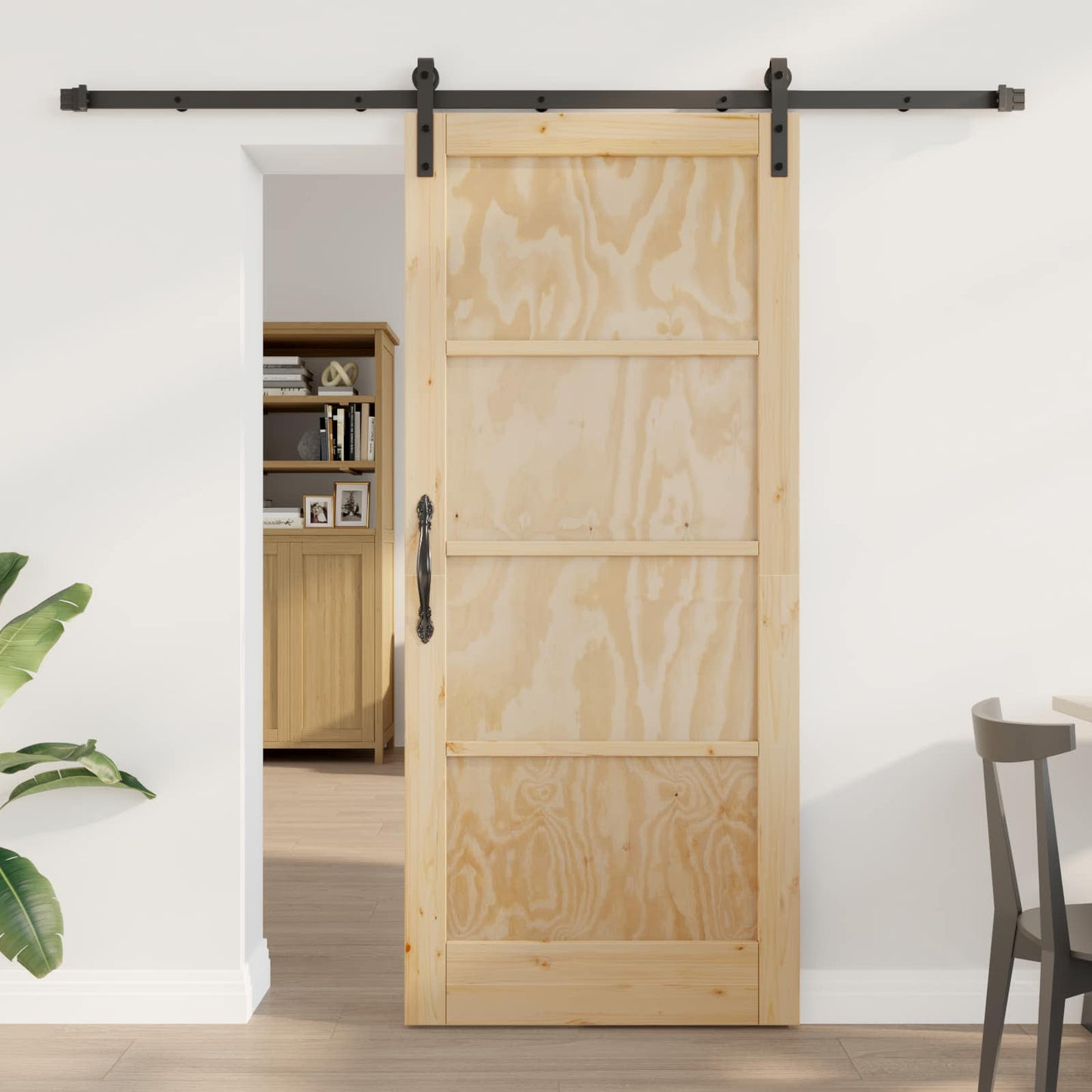 vidaXL Sliding Door Natural 86 x 198.5 cm Solid Pine Wood