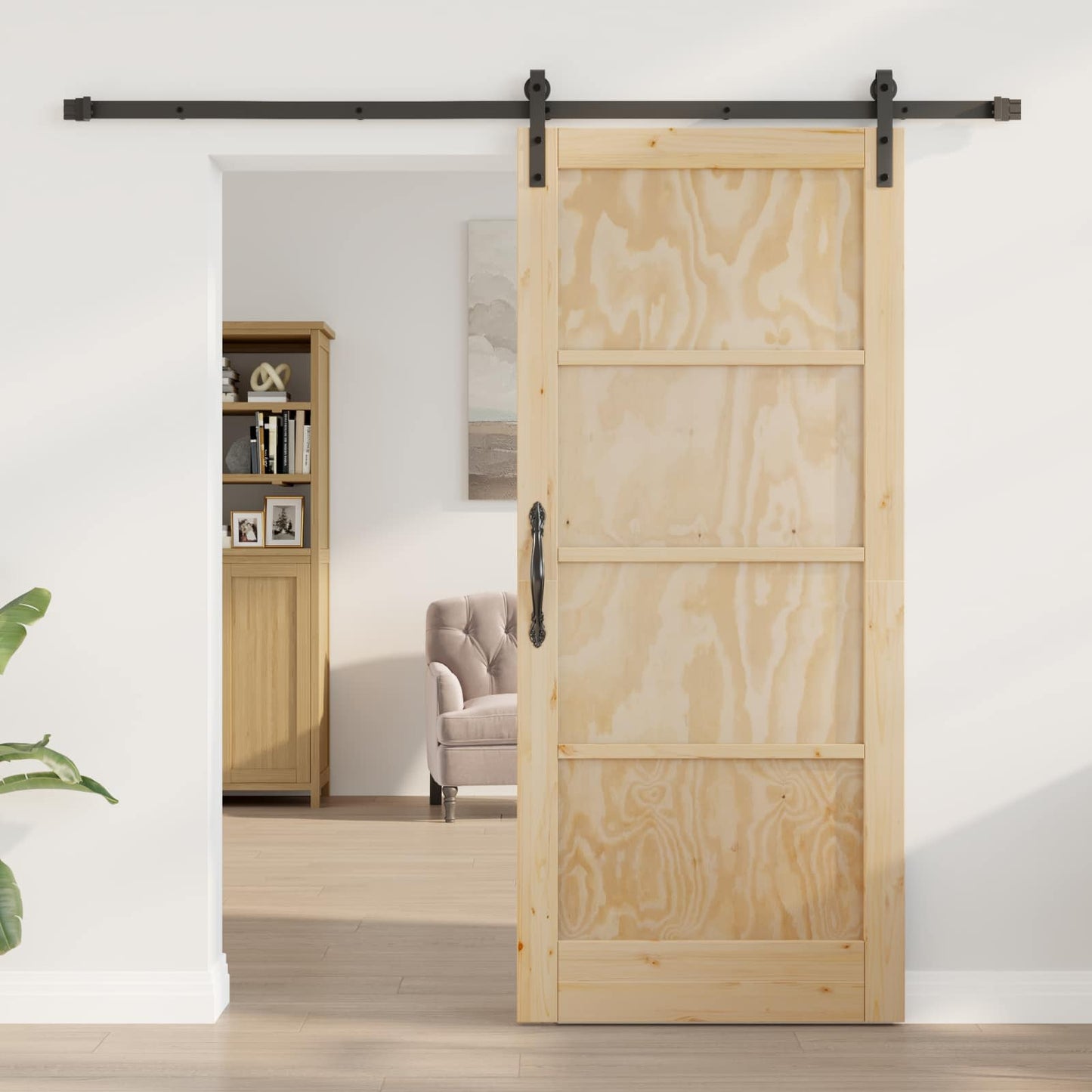 vidaXL Sliding Door Natural 86 x 198.5 cm Solid Pine Wood