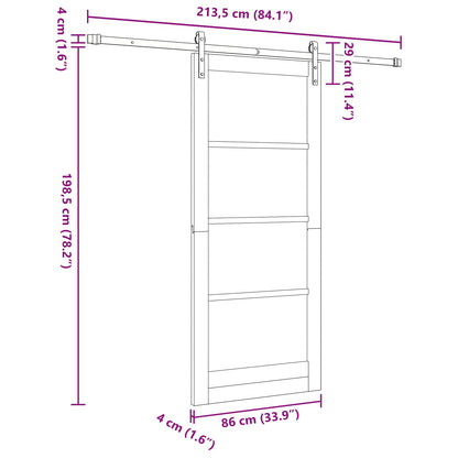 vidaXL Sliding Door Natural 86 x 198.5 cm Solid Pine Wood