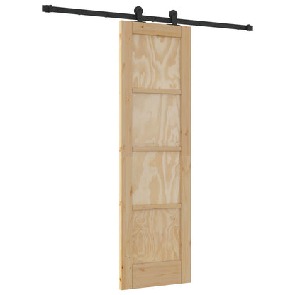 vidaXL Sliding Door Natural and Black 61 x 198.5 cm Solid Pine Wood