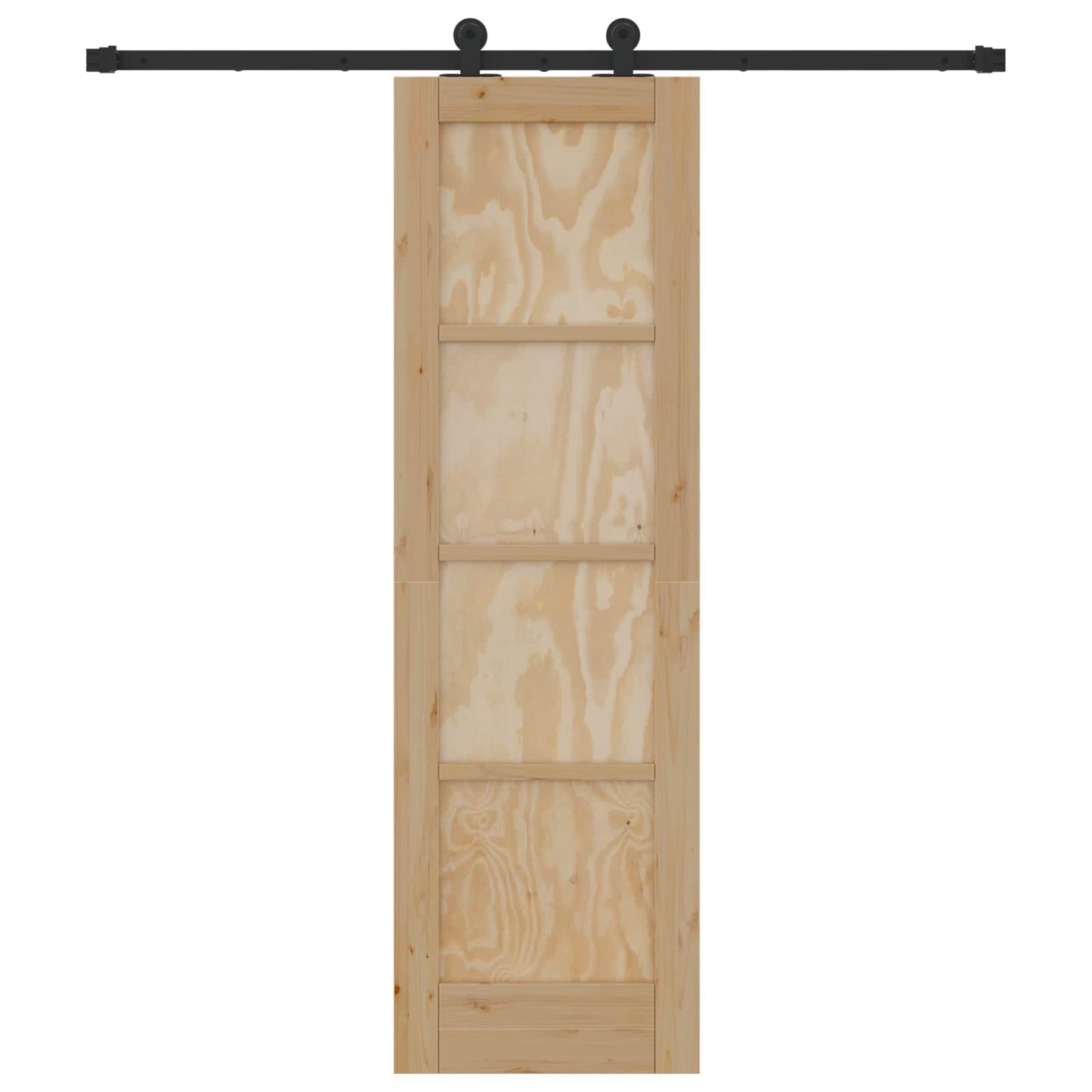 vidaXL Sliding Door Natural and Black 61 x 198.5 cm Solid Pine Wood