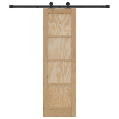 vidaXL Sliding Door Natural and Black 61 x 198.5 cm Solid Pine Wood