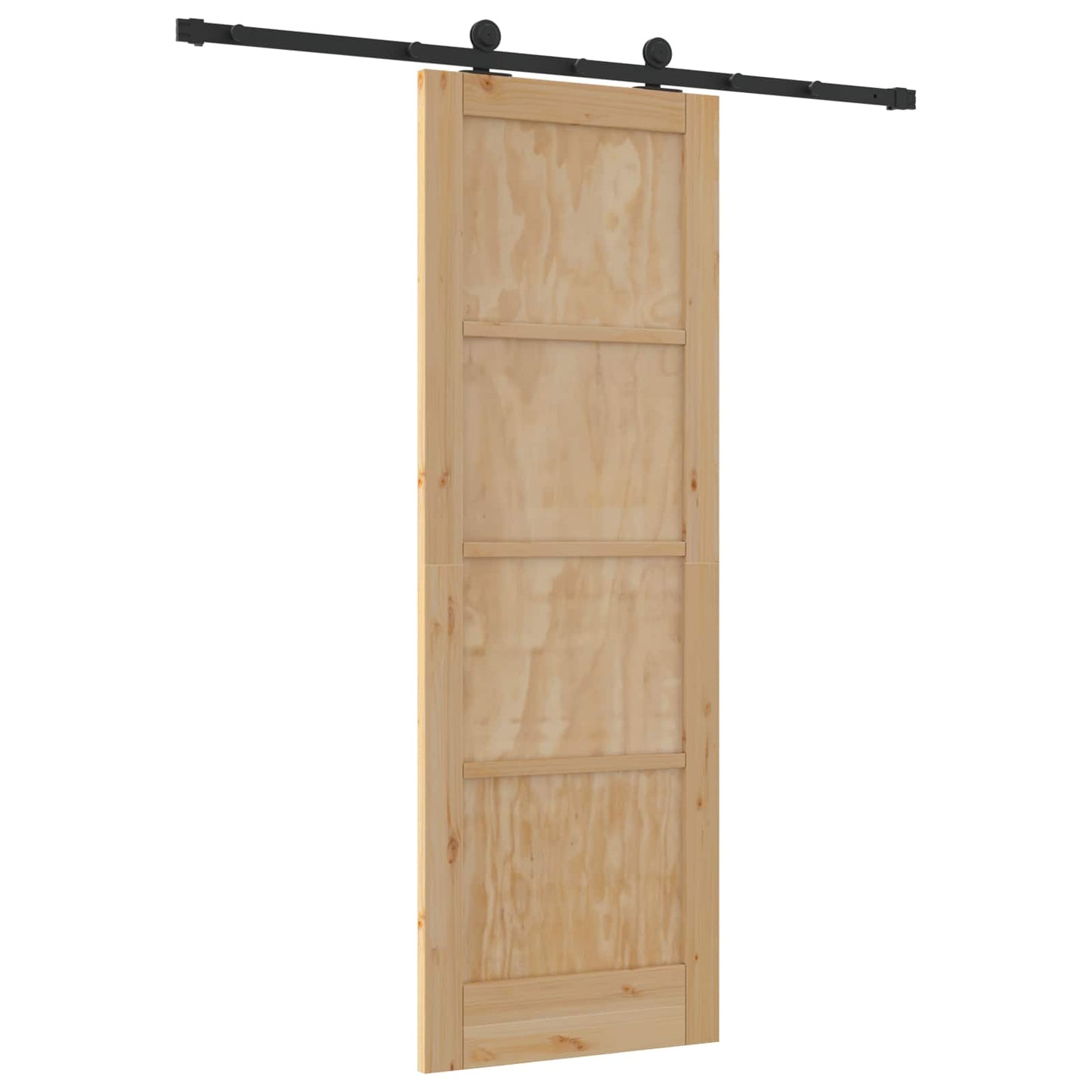 vidaXL Sliding Door Natural and Black 73.5 x 211 cm Solid Pine Wood