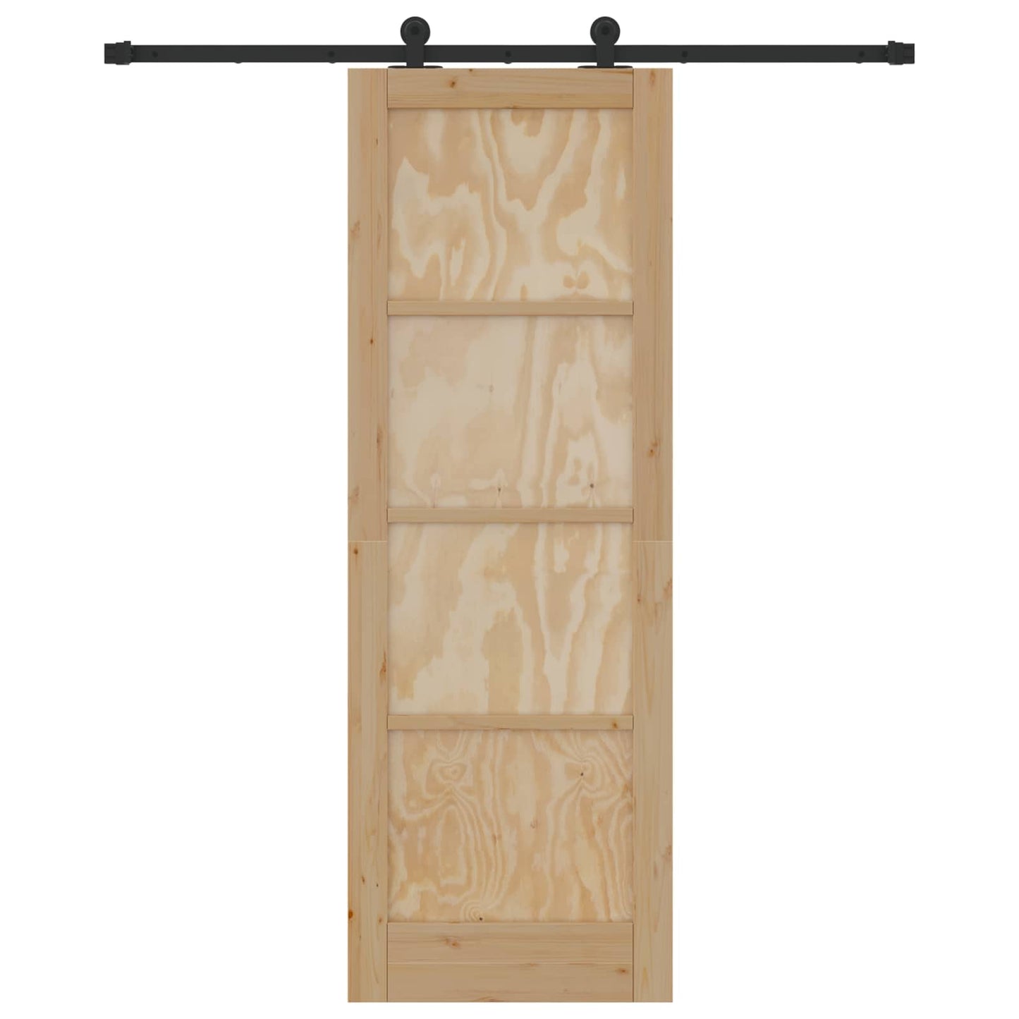 vidaXL Sliding Door Natural and Black 73.5 x 211 cm Solid Pine Wood