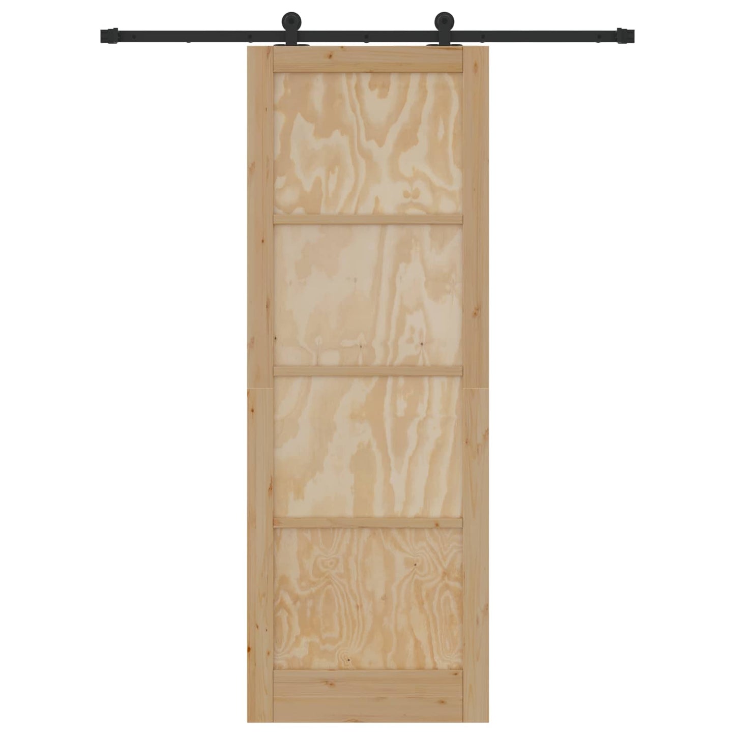 vidaXL Sliding Door Natural and Black 83 x 232 cm Solid Pine Wood