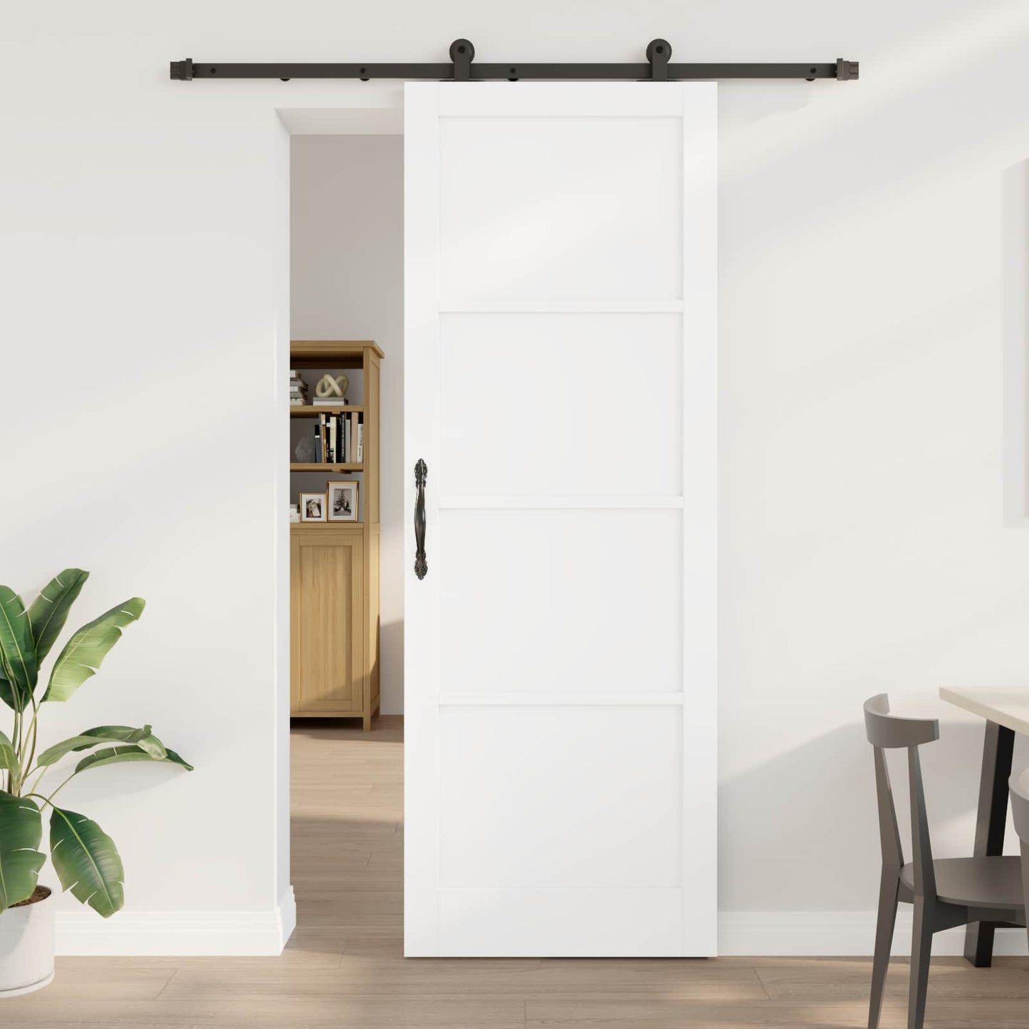 vidaXL Sliding Door White and Black 83 x 232 cm Solid Pine Wood