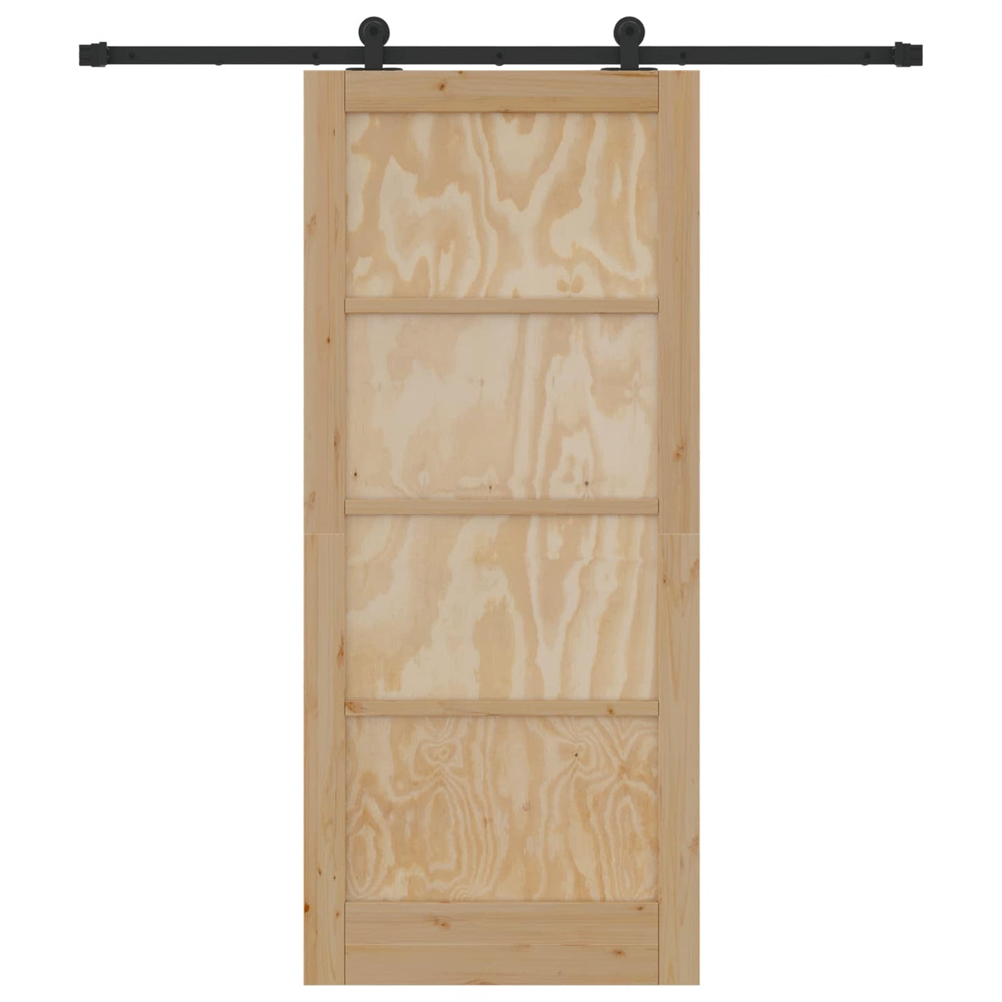vidaXL Sliding Door Natural and Black 86 x 198.5 cm Solid Pine Wood
