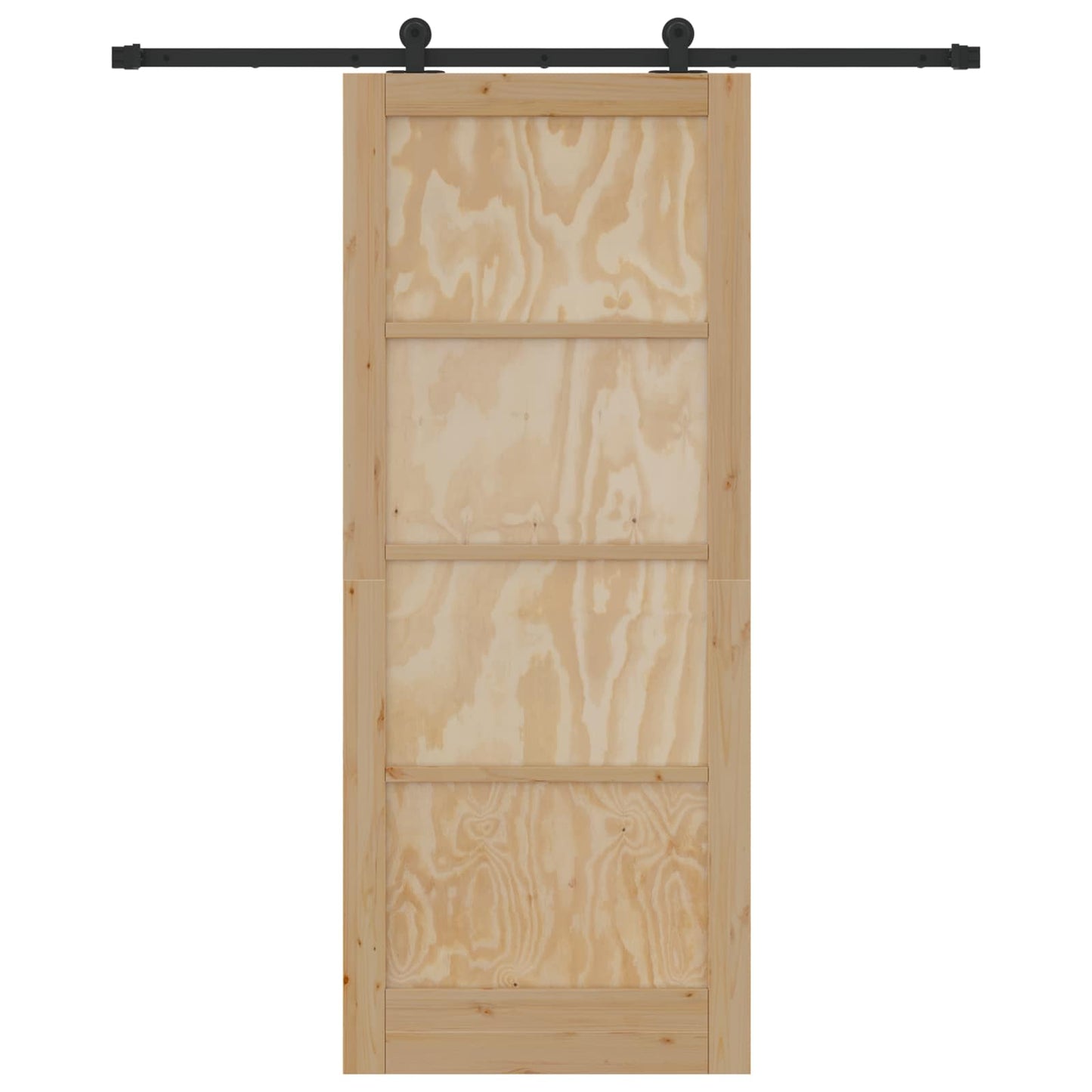 vidaXL Sliding Door Natural and Black 86 x 211 cm Solid Pine Wood
