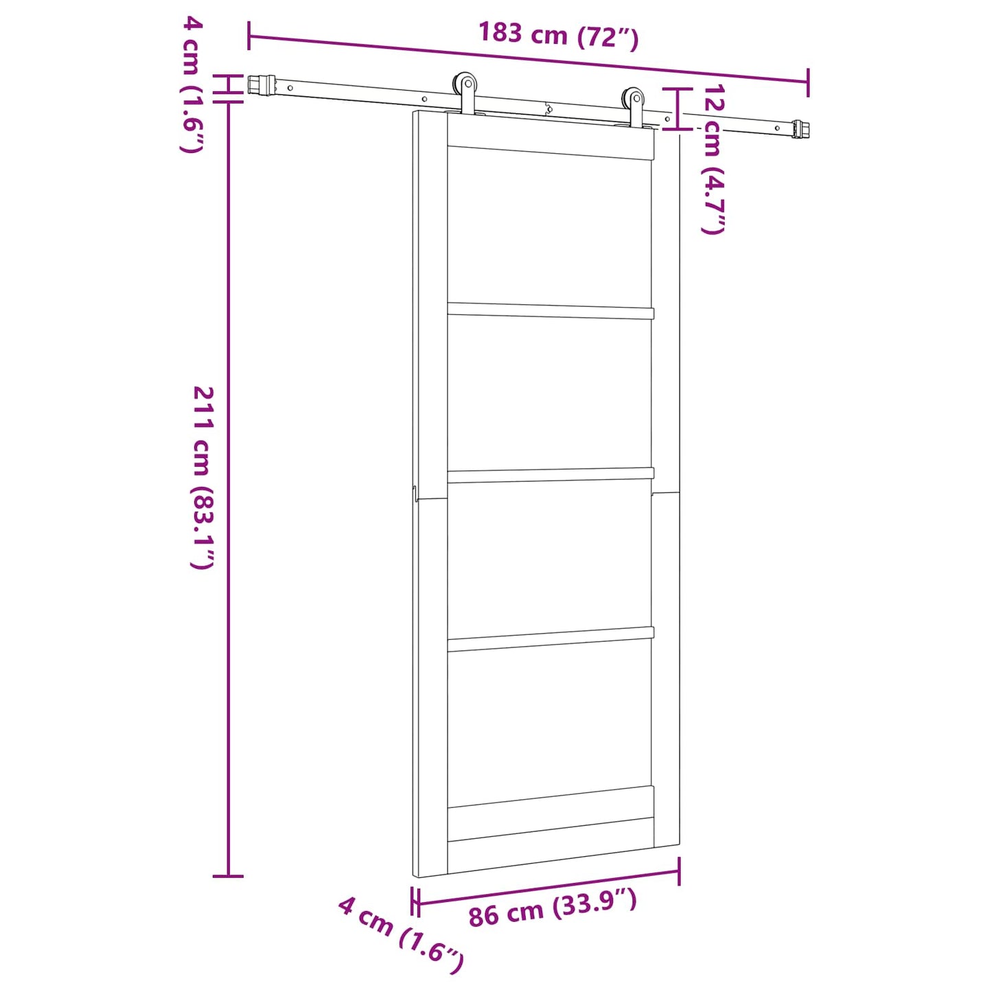 vidaXL Sliding Door Natural and Black 86 x 211 cm Solid Pine Wood