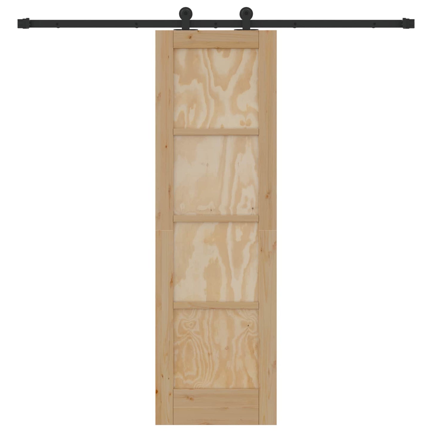 vidaXL Sliding Door Natural and Black 61 x 198.5 cm Solid Pine Wood