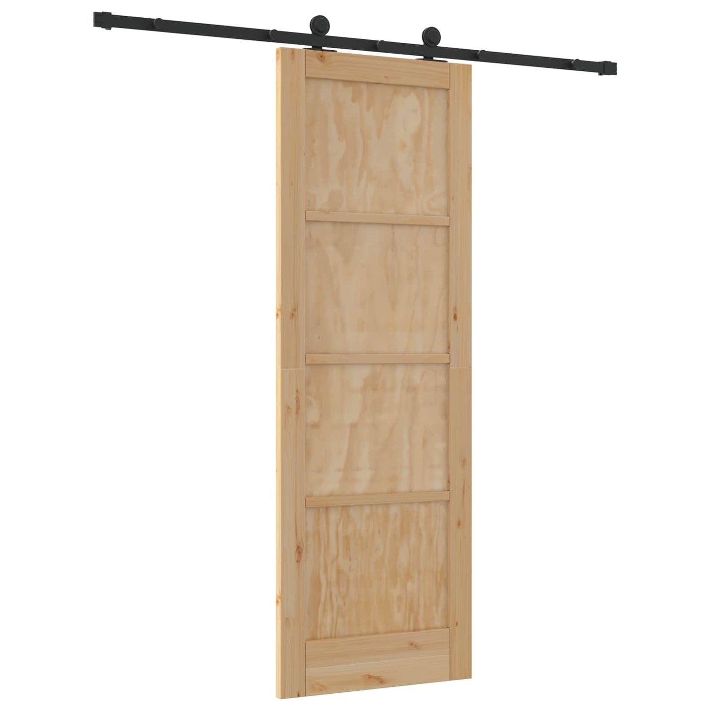 vidaXL Sliding Door Natural and Black 73.5 x 211 cm Solid Pine Wood