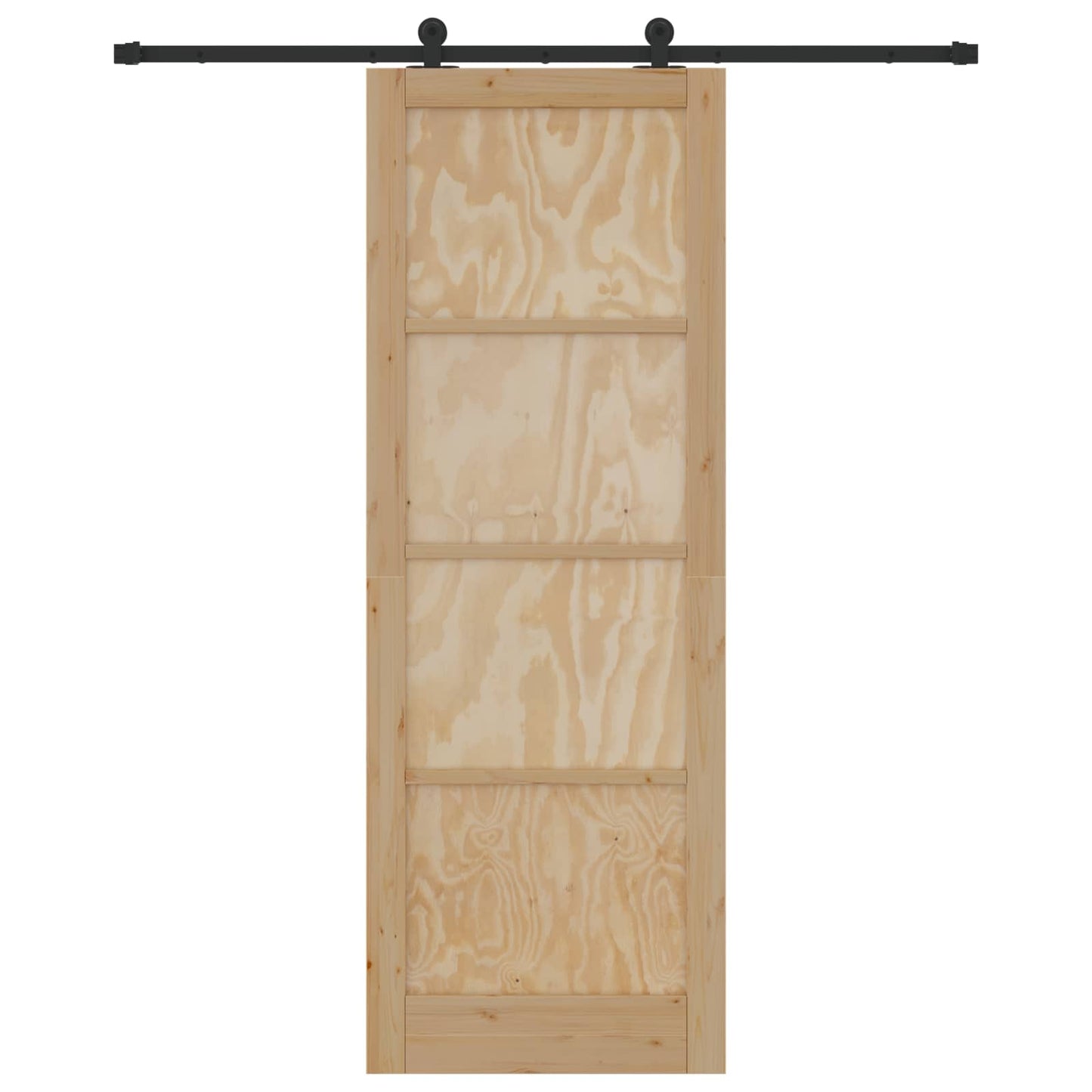 vidaXL Sliding Door Natural and Black 83 x 232 cm Solid Pine Wood