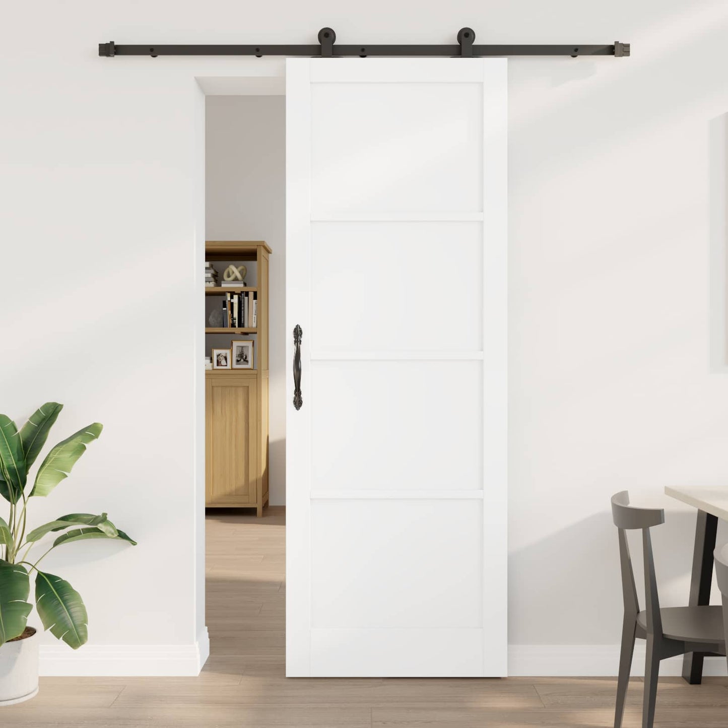 vidaXL Sliding Door White and Black 83 x 232 cm Solid Pine Wood