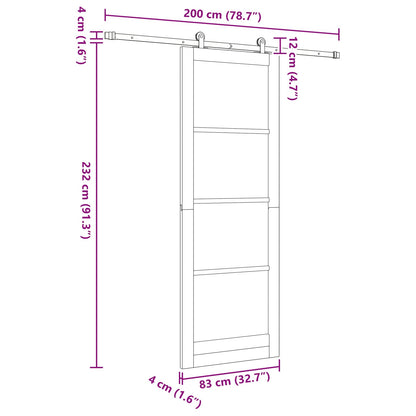 vidaXL Sliding Door White and Black 83 x 232 cm Solid Pine Wood
