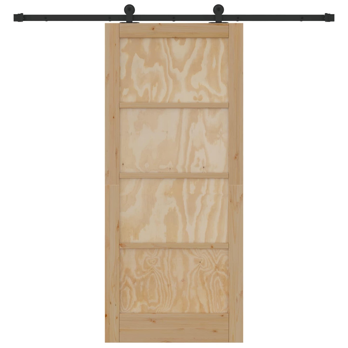 vidaXL Sliding Door Natural and Black 86 x 198.5 cm Solid Pine Wood