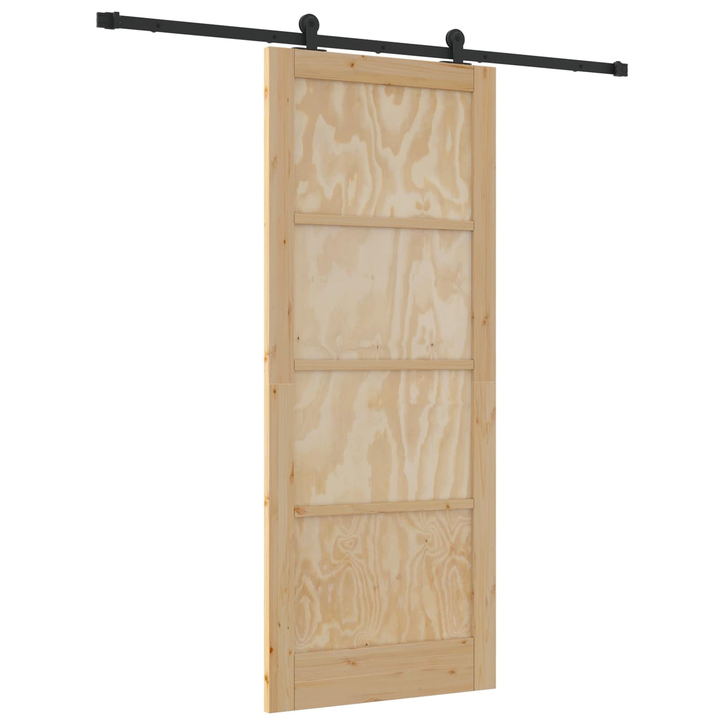 vidaXL Sliding Door Natural and Black 86 x 211 cm Solid Pine Wood