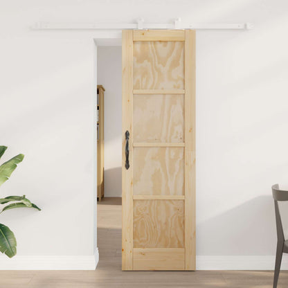 vidaXL Sliding Door Natural and White 61 x 198.5 cm Solid Pine Wood