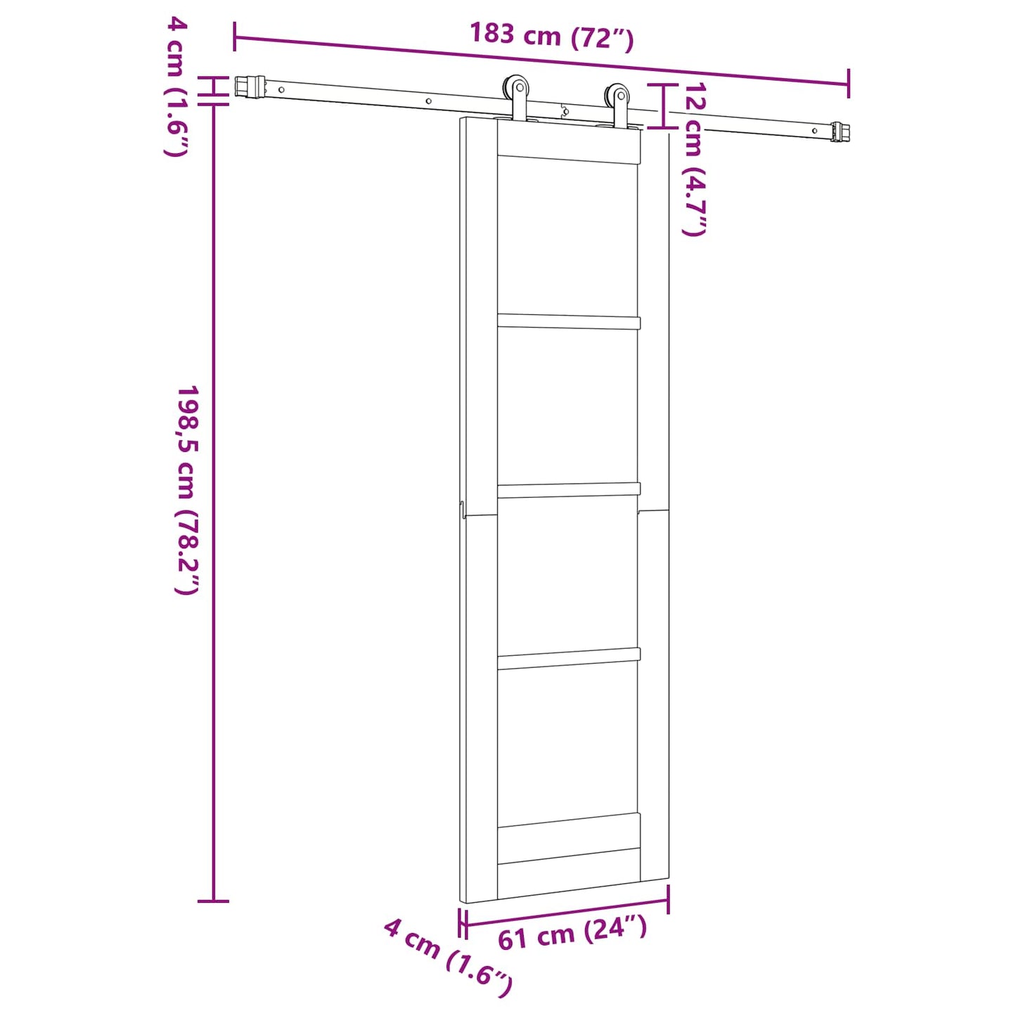 vidaXL Sliding Door Natural and White 61 x 198.5 cm Solid Pine Wood
