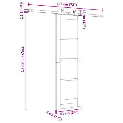 vidaXL Sliding Door Natural and White 61 x 198.5 cm Solid Pine Wood