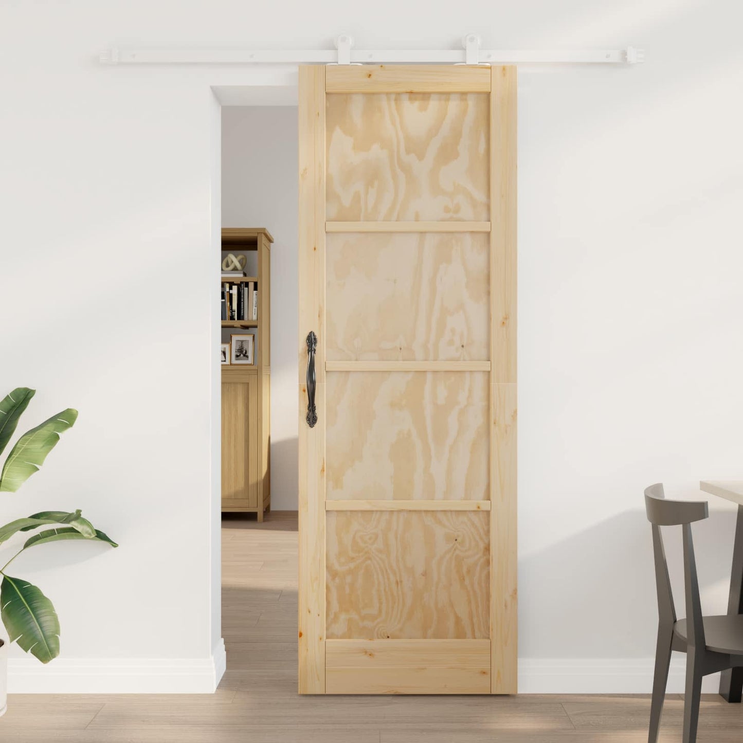 vidaXL Sliding Door Natural and White 73.5 x 211 cm Solid Pine Wood