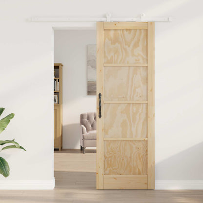 vidaXL Sliding Door Natural and White 73.5 x 211 cm Solid Pine Wood