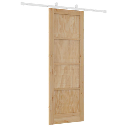 vidaXL Sliding Door Natural and White 73.5 x 211 cm Solid Pine Wood