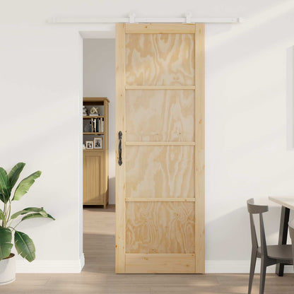 vidaXL Sliding Door Natural and White 83 x 232 cm Solid Pine Wood