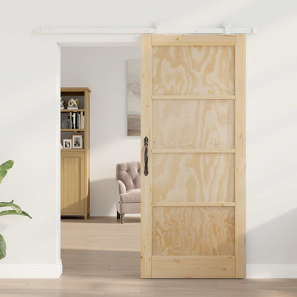 vidaXL Sliding Door Natural and White 86 x 198.5 cm Solid Pine Wood