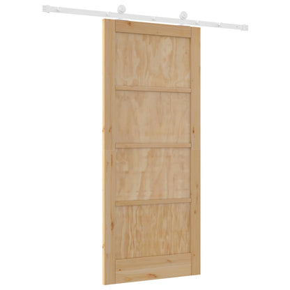 vidaXL Sliding Door Natural and White 86 x 198.5 cm Solid Pine Wood