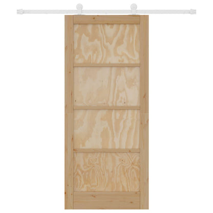 vidaXL Sliding Door Natural and White 86 x 198.5 cm Solid Pine Wood