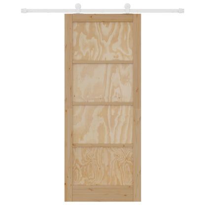vidaXL Sliding Door Natural and White 86 x 211 cm Solid Pine Wood