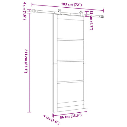 vidaXL Sliding Door Natural and White 86 x 211 cm Solid Pine Wood
