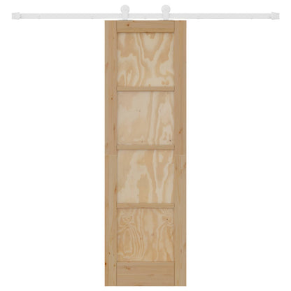 vidaXL Sliding Door Natural and White 61 x 198.5 cm Solid Pine Wood