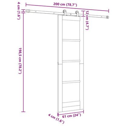 vidaXL Sliding Door Natural and White 61 x 198.5 cm Solid Pine Wood