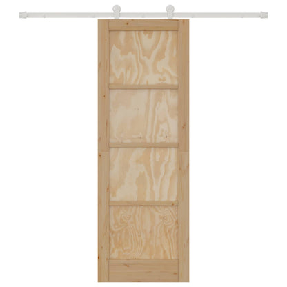 vidaXL Sliding Door Natural and White 73.5 x 211 cm Solid Pine Wood