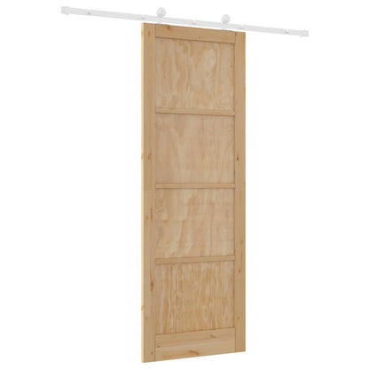 vidaXL Sliding Door Natural and White 83 x 232 cm Solid Pine Wood