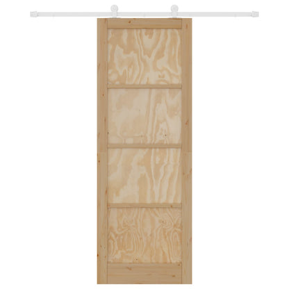 vidaXL Sliding Door Natural and White 83 x 232 cm Solid Pine Wood