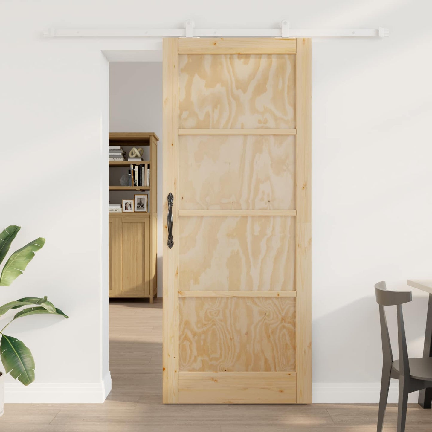 vidaXL Sliding Door Natural and White 86 x 211 cm Solid Pine Wood