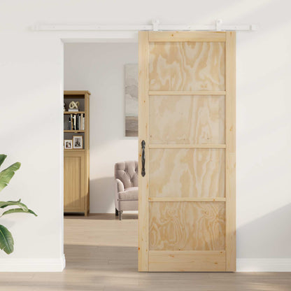 vidaXL Sliding Door Natural and White 86 x 211 cm Solid Pine Wood