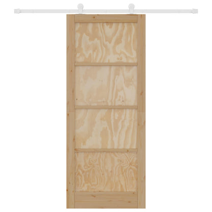vidaXL Sliding Door Natural and White 86 x 211 cm Solid Pine Wood
