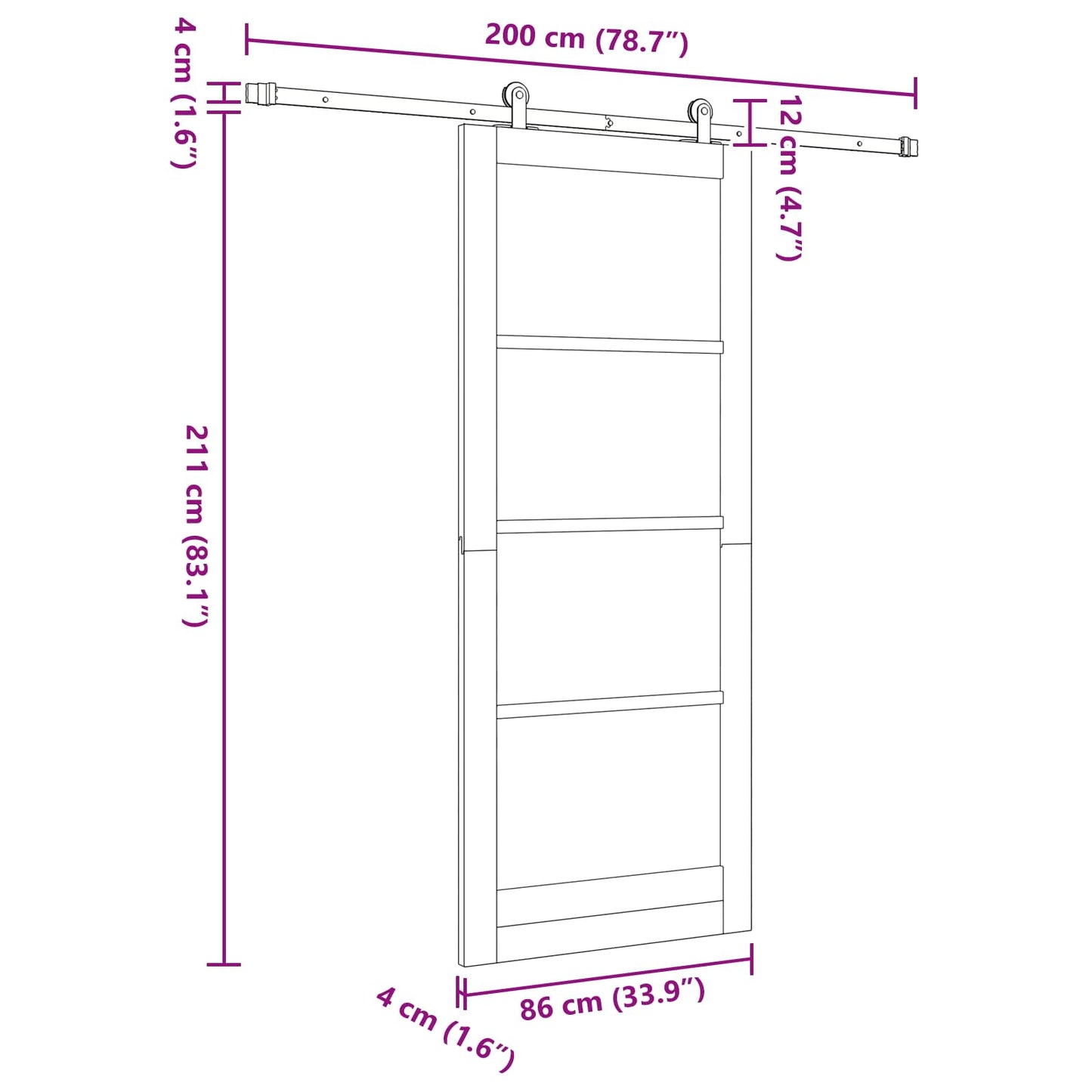 vidaXL Sliding Door Natural and White 86 x 211 cm Solid Pine Wood