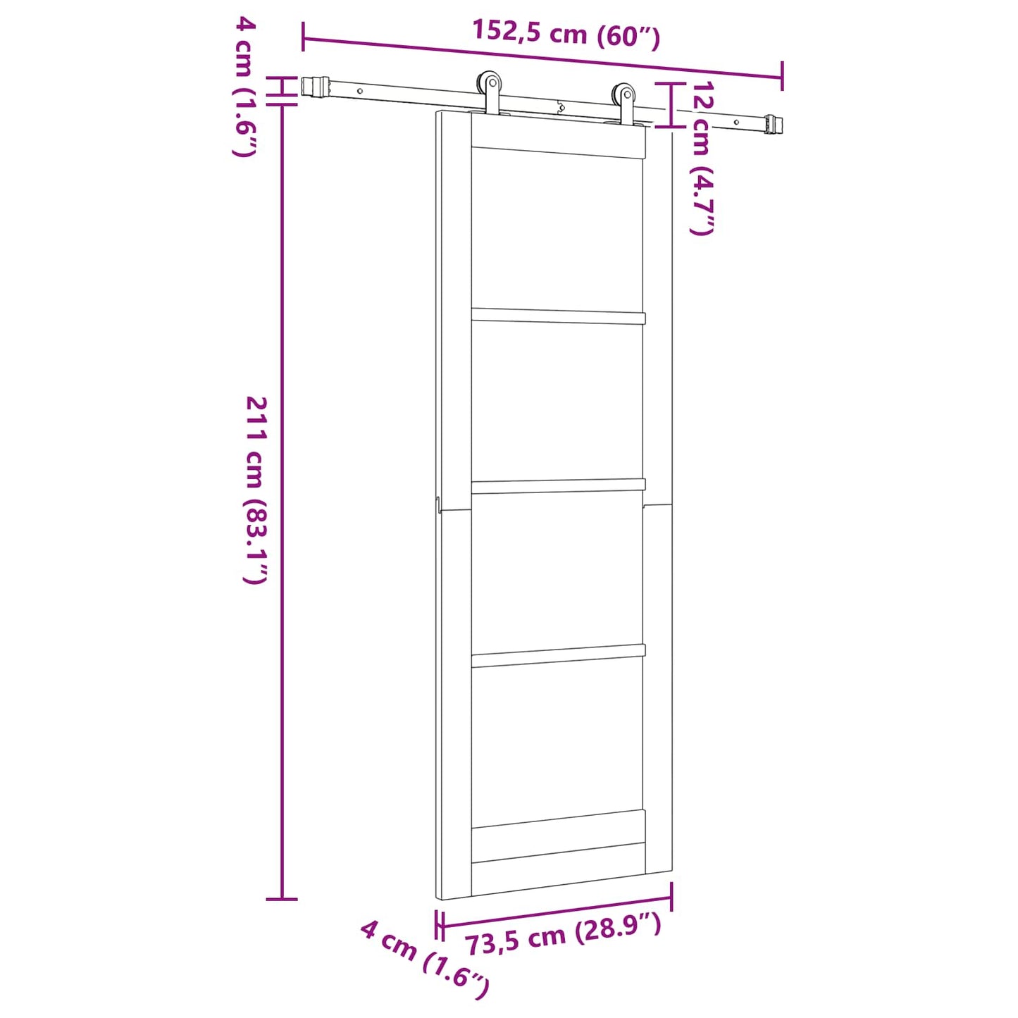 vidaXL Sliding Door ORKDAL Natural 73.5 x 211 cm Solid Pine Wood